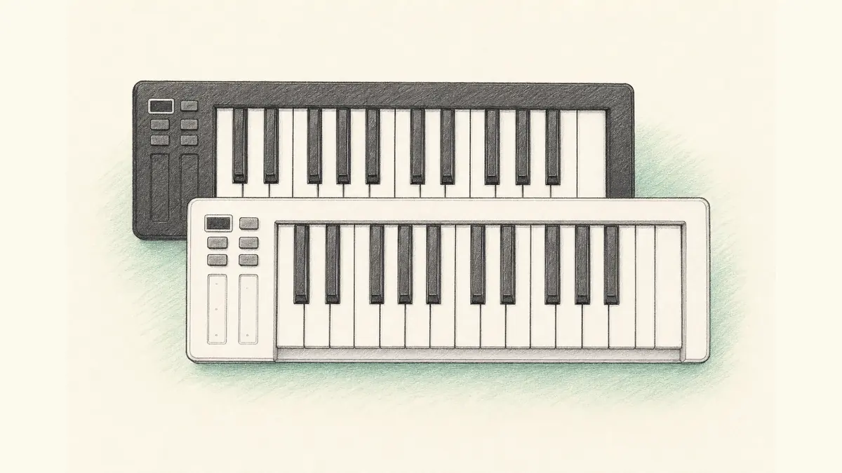 25鍵の小型MIDIキーボードのイラスト