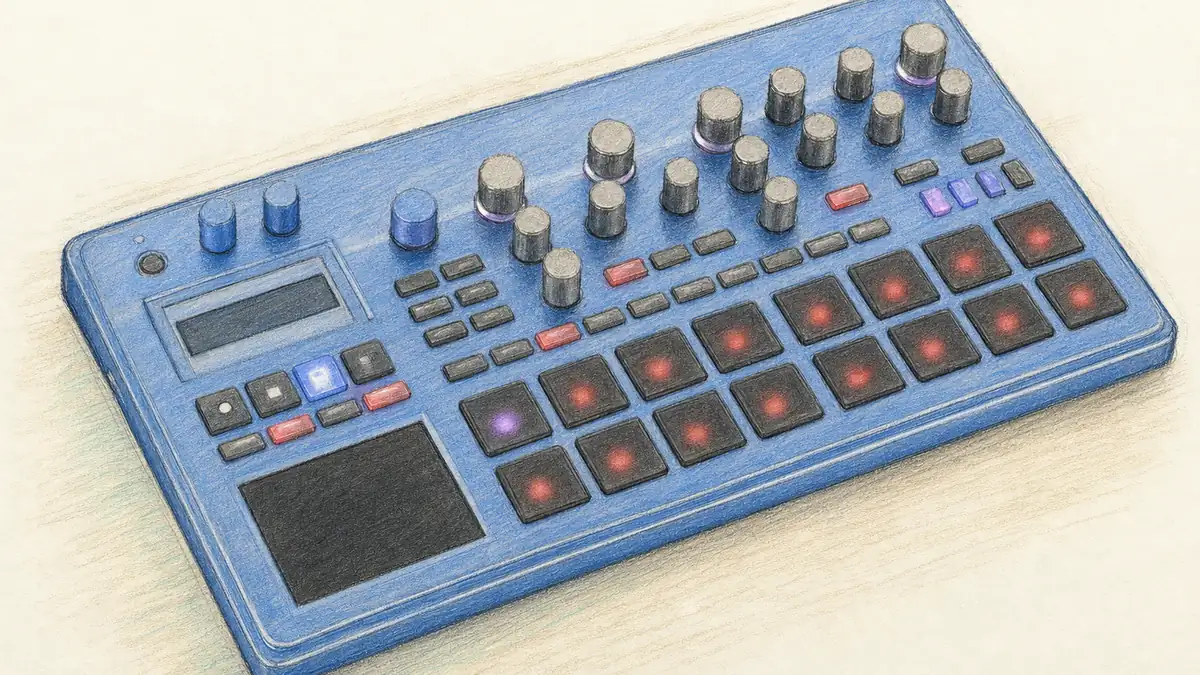 KORG electribe 2(青)のイラスト(実機を参考に作成)