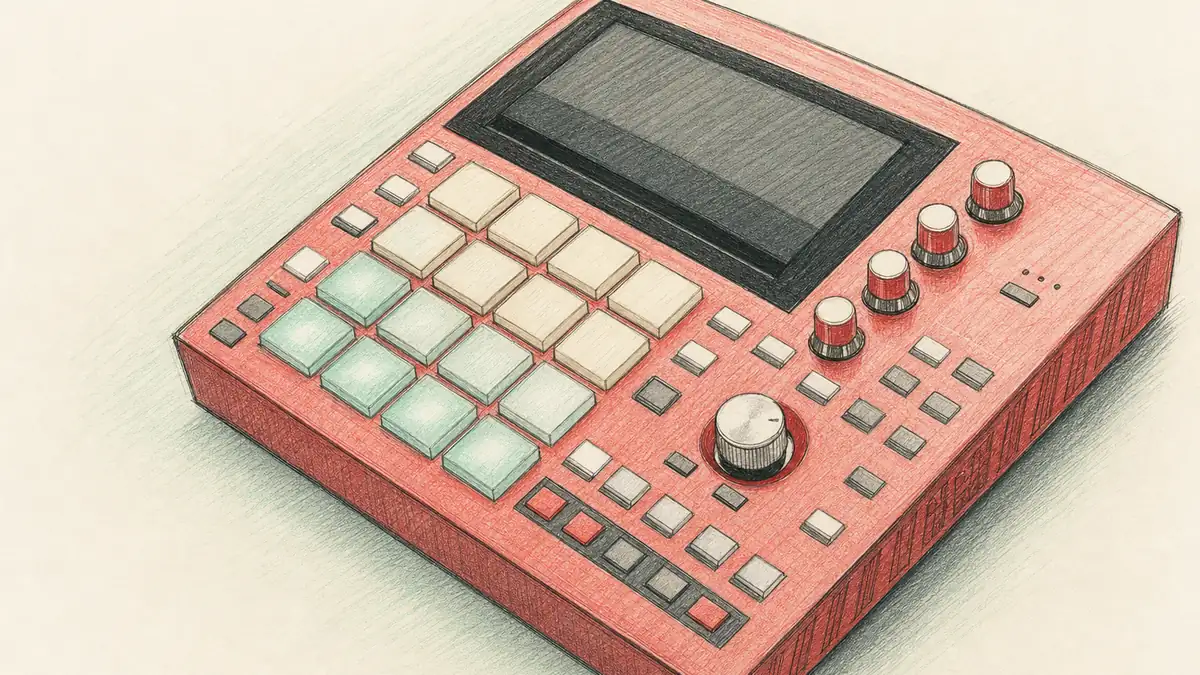 Akai MPC One+のイラスト(実機を参考に作成)