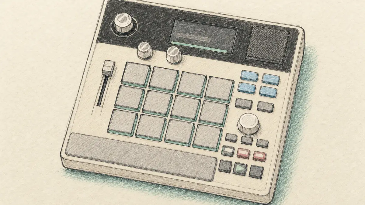 Akai MPC Sampleのイラスト(実機を参考に作成)