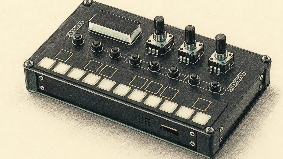 KORG NTS-1 digitalのイラスト(実機を参考に作成)
