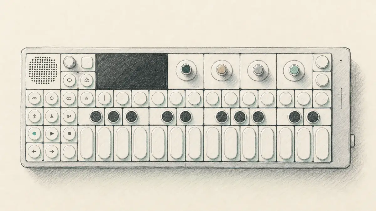 teenage engineering OP-1 fieldのイラスト(実機を参考に作成)
