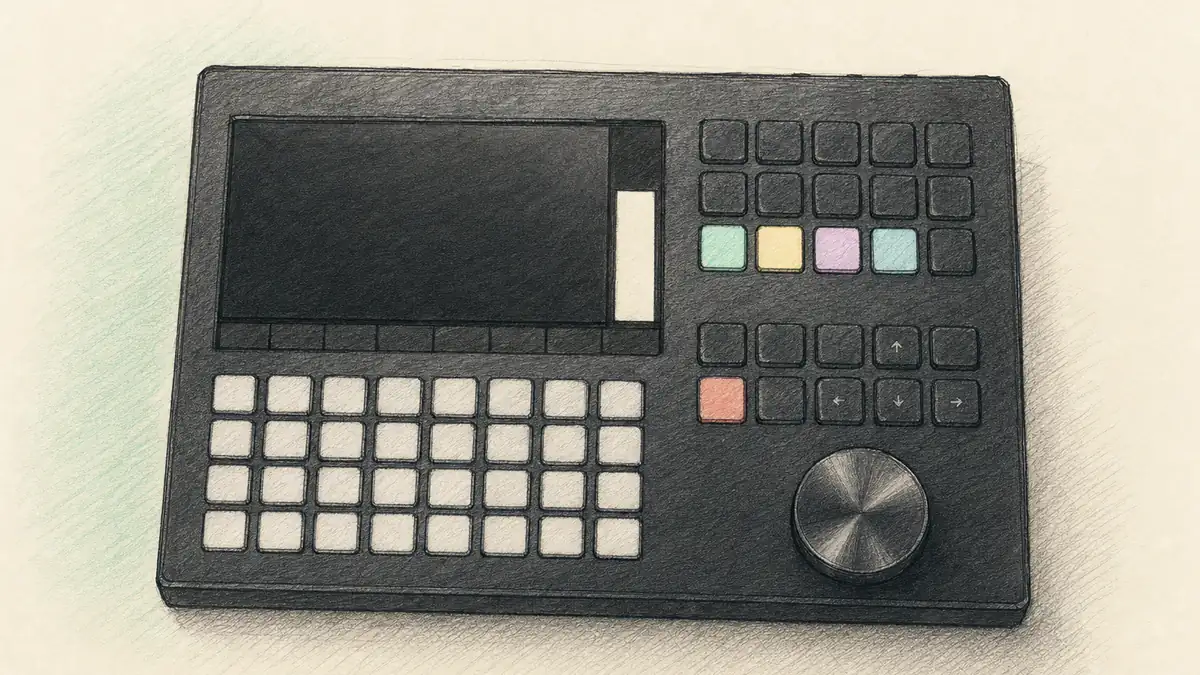 Polyend Tracker+のイラスト(実機を参考に作成)